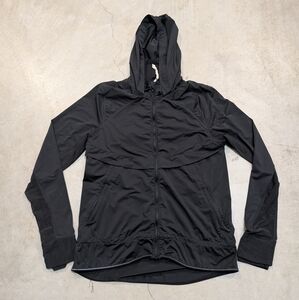 Lululemon Kicking Asphalt Women's 8 Running Jacket Hooded Black Full Zip